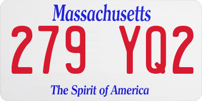 MA license plate 279YQ2