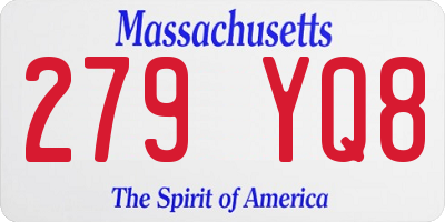 MA license plate 279YQ8