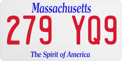 MA license plate 279YQ9