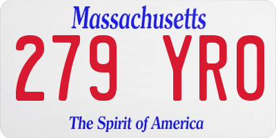 MA license plate 279YR0