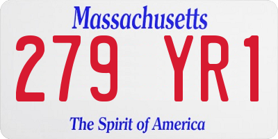 MA license plate 279YR1