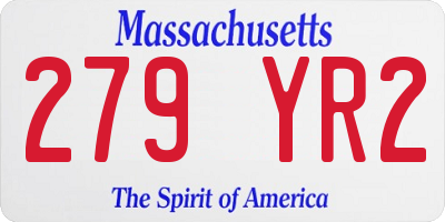 MA license plate 279YR2