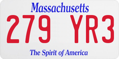 MA license plate 279YR3