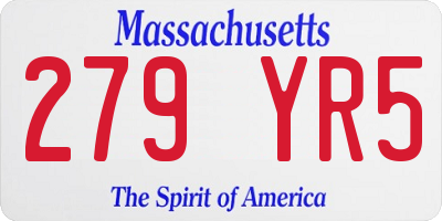 MA license plate 279YR5