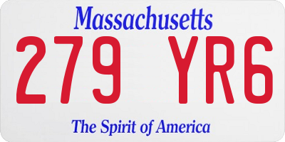 MA license plate 279YR6