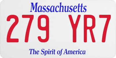 MA license plate 279YR7