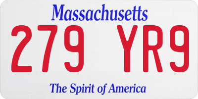 MA license plate 279YR9