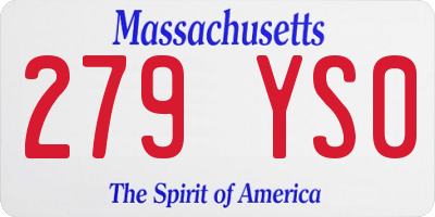 MA license plate 279YS0