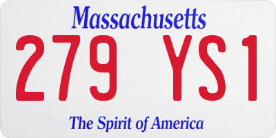 MA license plate 279YS1