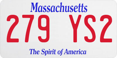 MA license plate 279YS2