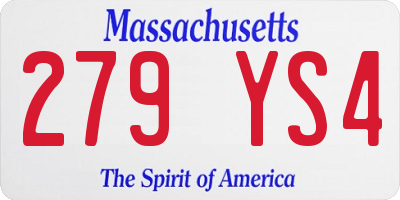 MA license plate 279YS4