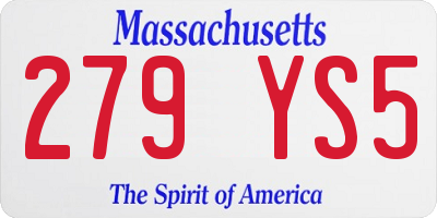 MA license plate 279YS5
