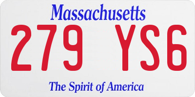 MA license plate 279YS6