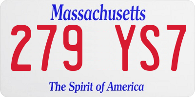 MA license plate 279YS7