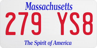MA license plate 279YS8