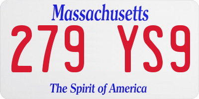 MA license plate 279YS9