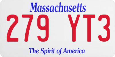 MA license plate 279YT3