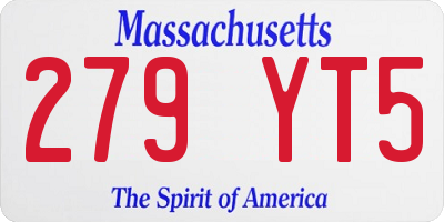 MA license plate 279YT5
