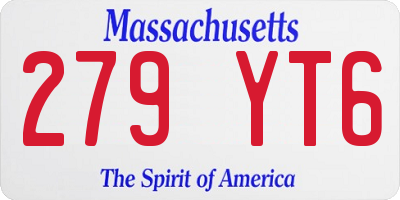 MA license plate 279YT6