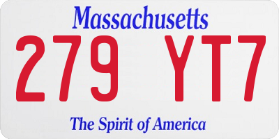 MA license plate 279YT7