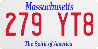 MA license plate 279YT8