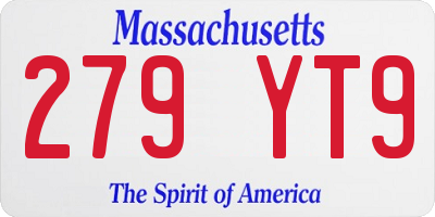 MA license plate 279YT9