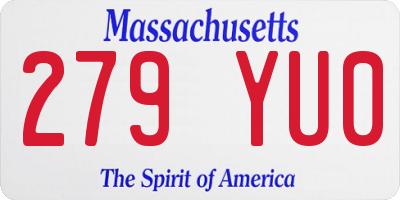 MA license plate 279YU0