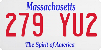 MA license plate 279YU2