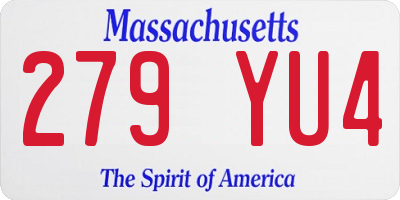 MA license plate 279YU4