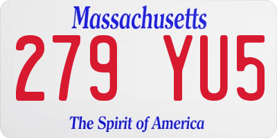 MA license plate 279YU5