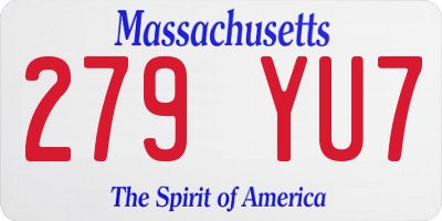 MA license plate 279YU7