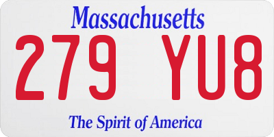 MA license plate 279YU8