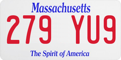 MA license plate 279YU9