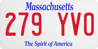 MA license plate 279YV0