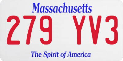 MA license plate 279YV3