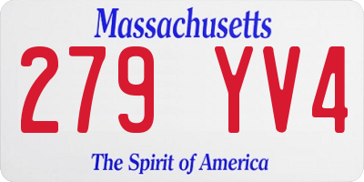 MA license plate 279YV4