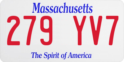 MA license plate 279YV7