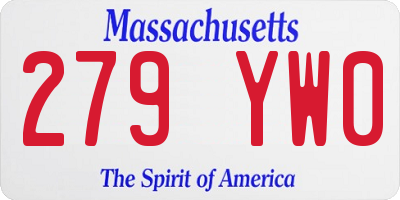 MA license plate 279YW0