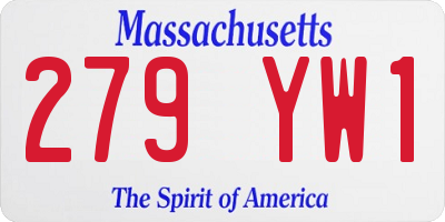 MA license plate 279YW1