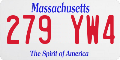 MA license plate 279YW4
