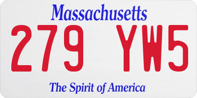 MA license plate 279YW5