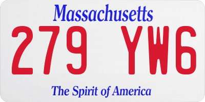 MA license plate 279YW6