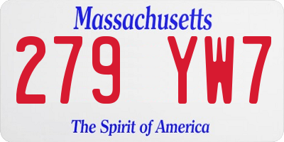 MA license plate 279YW7