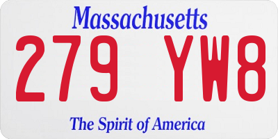 MA license plate 279YW8