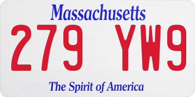 MA license plate 279YW9