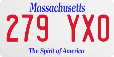 MA license plate 279YX0