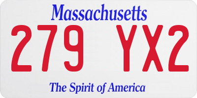 MA license plate 279YX2