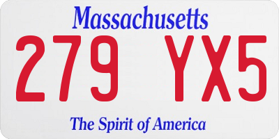 MA license plate 279YX5