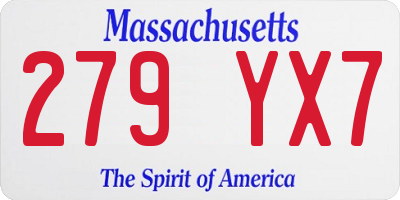 MA license plate 279YX7