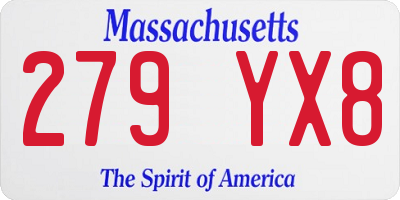 MA license plate 279YX8